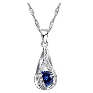 925 Sterling Silver Women Necklace Drop Tear Cute Trendy Jewelry